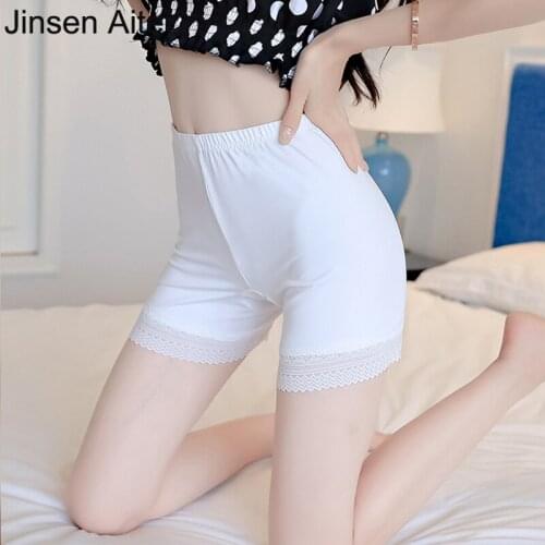 Jinsen Aite Plus Size L-4XL New Summer 3pcs Women Lace Safety Short Pants Slimming Panties Anti-light Underwear Large Size JS197