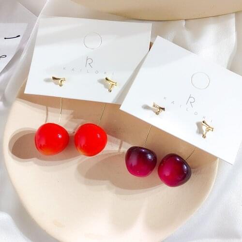 Earrings For Women Charm Girl Fashion Gift Cute Fruit Cherry Dangler Eardrop Hoop Earring Stud Earring