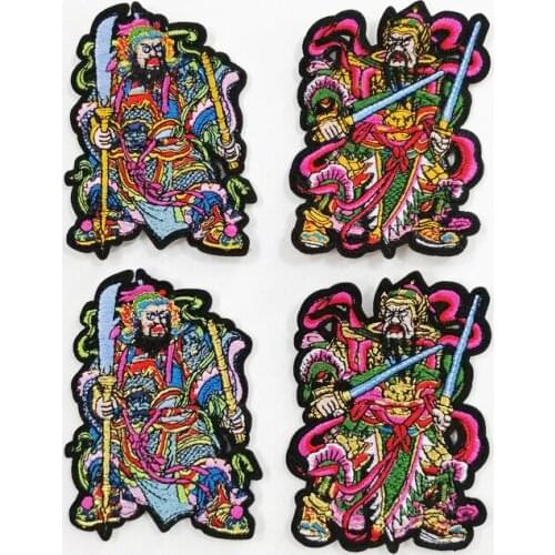 1Piece Chinese War God History Hero Guan Yu Embroidered Applique Patches for Clothing DIY Sewing on Parches Clothes Accessory