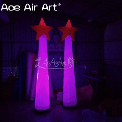 2.4m H Beautiful Inflatable Stage Decoration Lighting Inflatable Pillar with Star On Top,Glowing Magic wand replica for sale