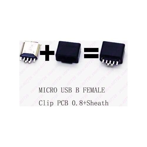 20PCS Micro USB Connector B type Female Jack Clip PCB 0.8 + sheath Soldering DIY Charging Tail Socket