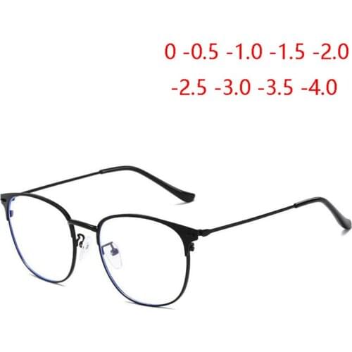 2021 Newest Metal 1.56 Aspherical Lens Prescription Eyeglasses Women Men Ultralight Retro Myopia Spectacle -0.5 -1.0 -1.5 To -4