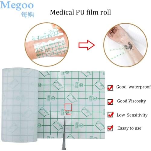 5/7/10/15/20cmx10m Waterproof Adhesive Medical PU Film Roll For Wound Dressing Plaster Gauze Block Fixation Tattoo Bandage Roll