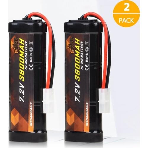 RC Car NiMH Battery 7.2V 3600mAh with Standard Tamiya Connectors for RC Cars, RC Truck, RC Airplane, RC Helicopter, RC Boat