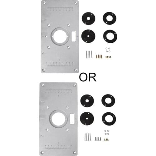 Aluminum Router Table Insert Plate w/ 4 Rings Screws For Woodworking Benches A0KF