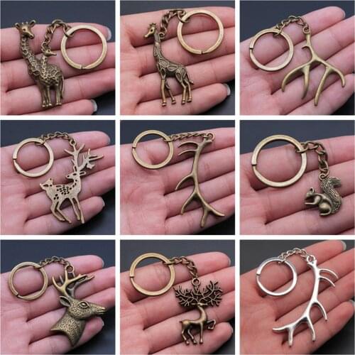 1 Piece Keychain Deer And Giraffe keyring fashion hot sale key chain women key-rings key chain ring