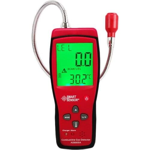 Combustible Gas Detector Gas Analyzer Flammable Natural Gas Leak Location Determine Meter Tester With Sound Light Alarm AS8800A
