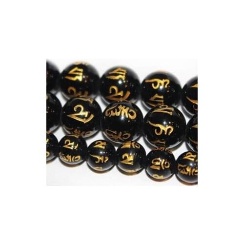 DIY crystal jewelry obsidian mantra semi-loose beads wholesale obsidian Sanskrit