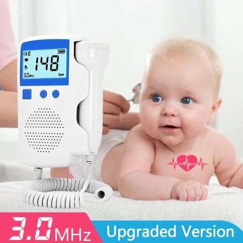 Upgraded 3.0MHz Doppler Fetal Heart rate Monitor Home Pregnancy Baby Fetal Sound Heart Rate Detector LCD Display No Radiation