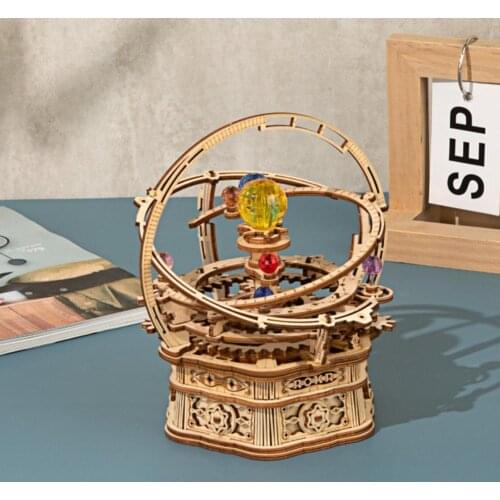 1 Set Puzzle Assemble Toy DIY Educational Smooth Edges Wood Craft Construction Model for Kids Music Box Handicraft Ornaments