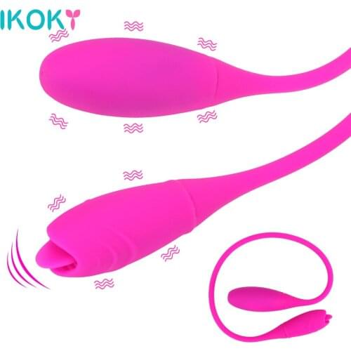 IKOKY Double Head Tongue Vibrator Sex Toys for Women Dual Ended Long Vibrator Butt Plug Clitoris Stimulator 7 Speed Erotic