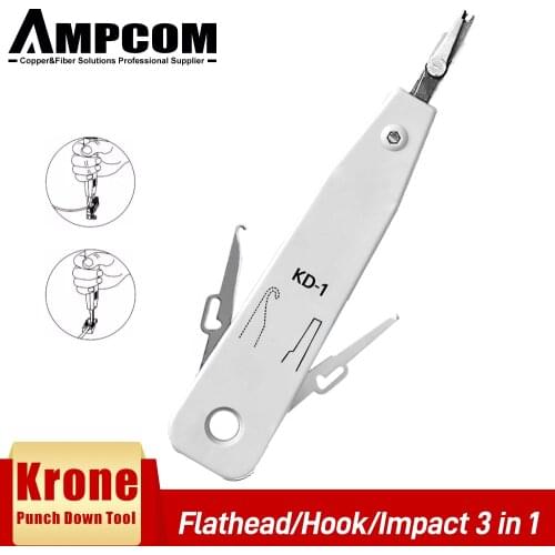 AMPCOM Krone Punch Down Tool, Multifunction Krone KD-1 Type IDC/Network Wire Cat5e and Telephone Impact Terminal Insertion Tools