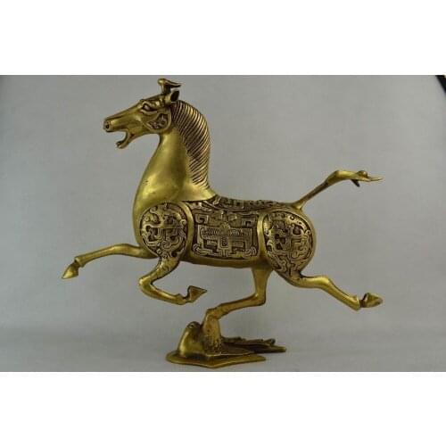 Exquisite Chinese classical manual copper horse riding on swallow statue