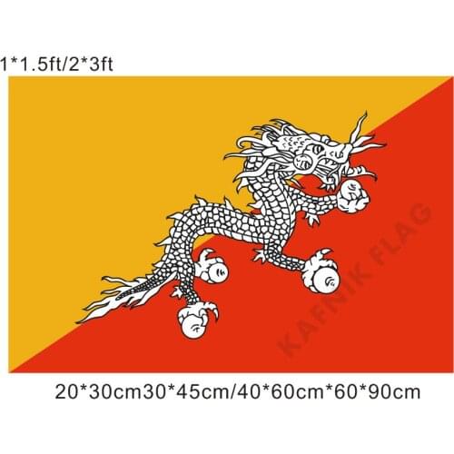 KAFNIK,free shipping 20*30cm/30*45cm/40*60cm/60*90cm small flags Bhutan Flag for Countries World Event Decorative Flags