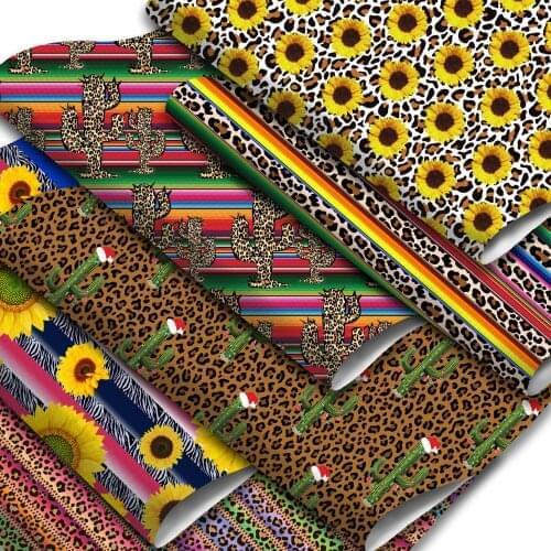 Leopard Zebra Flower Pattern Printed Faux Leather Fabric Sheets Striped Synthetic Leather Roll for Bow Earrings Handbag Crafts