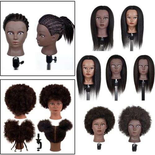Salon Hair Styling Hairdressing Practice Doll Head Training Mannequin+Clamp Manikin Head With Human Hair With Stand for Braiding