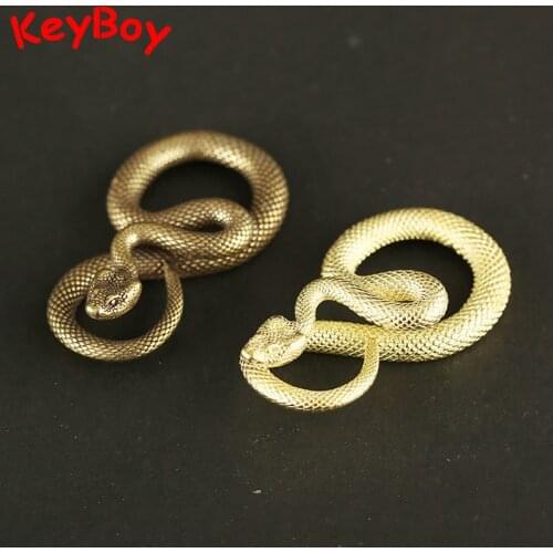 Copper Vintage Gold Snake Keychains Pendants Handmade Brass Python Key Chains Fashion Boa Keyrings Punk Rock Bag DIY Accessories