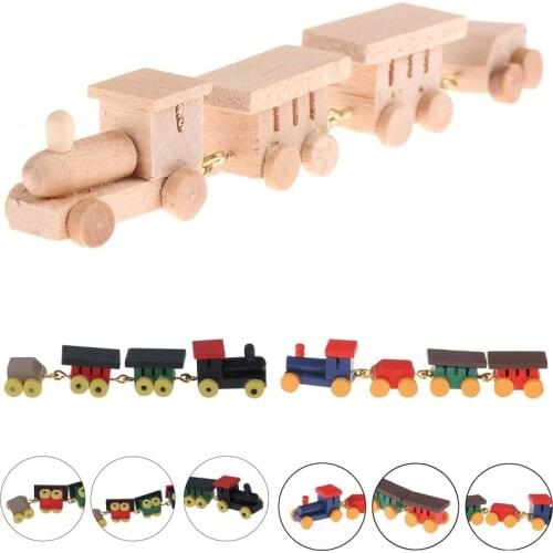1Pc Mini Wooden Train Simulation Model Toys 1/12 Dollhouse Miniature Accessories For Doll House Decoration Educational Toys