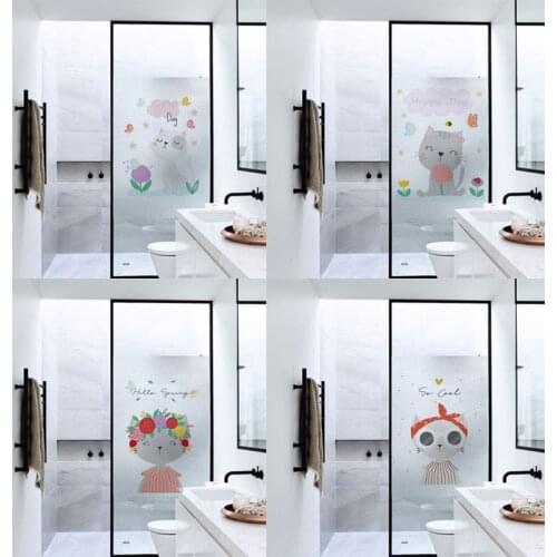 Cartoon Frosted Privacy Window Film Stained Glass Film Transfer Vinyl Window Stickers Glass Stickers Shower Door Film No Glue