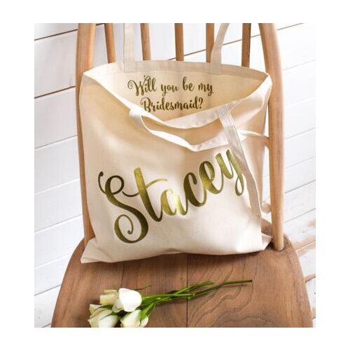 Personalize Will you be my bridesmaid Bride wedding tote bags hen Party gift keepsake Bags Bachelorette bridal shower favors