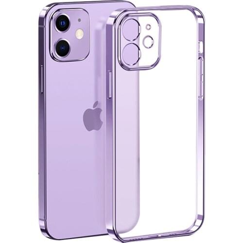 Luxury Plating Shockproof Square Frame Silicone Case for iPhone 11 12 Pro Max XR X XS 7 8 Plus SE 2020 Transparent Soft Cover