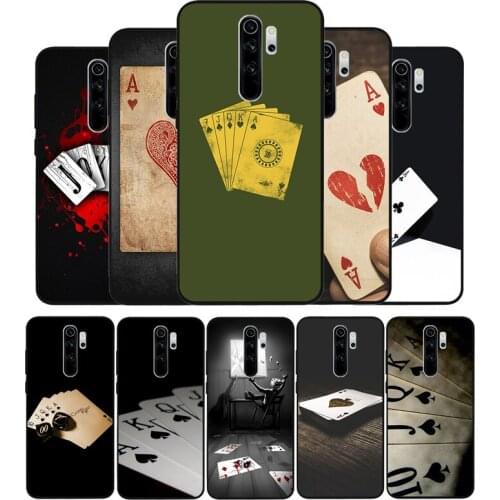 Poker black Silicone Phone Case For Redmi note 9 8 7 Pro S 8T 7A Cover