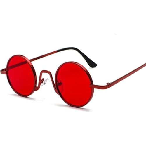 Vintage Red Round Sunglasses Women Men Fashion Brand Designer Sun Glasses Female Male Retro Small Frame Circle Hip Hop Oculos