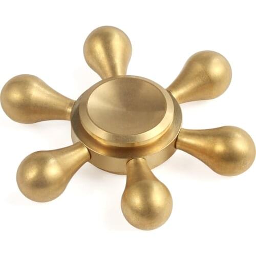 Fidget Hand Spinner Removable Six Arms Water-drop Pure Copper Fingertip Gyro Finger Spinner Relieve Autism Stress Finger Gyro