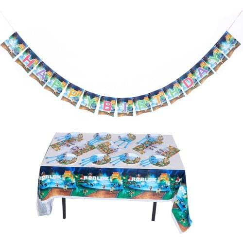 ROBLOX Tablecloth Desktop Kids Happy Birthday Decoration Catoon Anime Figure Robot Game Theme Party Supplies Plastic Table Cover