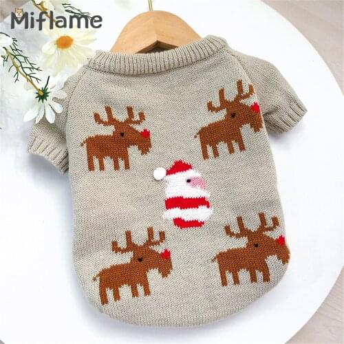 Miflame Elk Small Dogs Sweater Christmas Dog Clothes For Pets Pullover Sweatshirt Pomeranian Spitz Festival Party Puppy Clothing