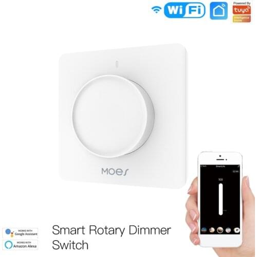 Tuya WiFi Smart Rotary Light Dimmer EU Switch Brightness Memory Smart Life/Tuya APP Remote Control Works with Alexa Google