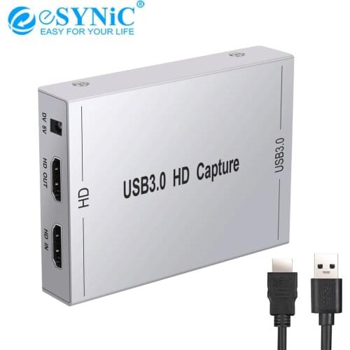 ESYNiC 1080P Video Game Capture Box HDMI To USB3.0 Live Video Capture Game Capture Support Full HD 1080P 60HZ For PS3 PS4