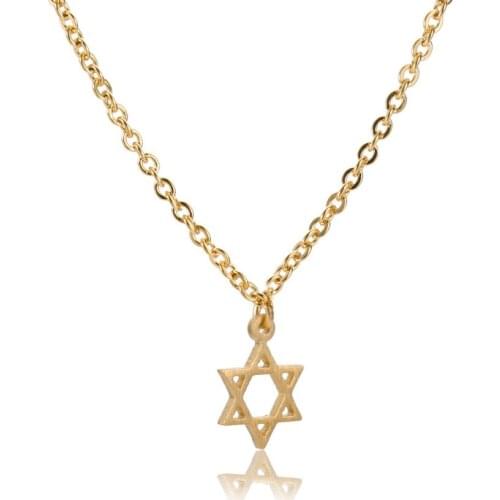 Womens Dainty Stainless Steel Pendant Star of David Necklace Jewelry Gold & Silver color Girl Exquisite Necklace N2603