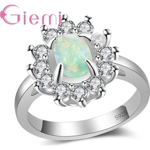 Novelty Colorful Fire Opal Flower Rings for Girls Top Quality Pure 925 Sterling Silver Women New Collection Jewelry