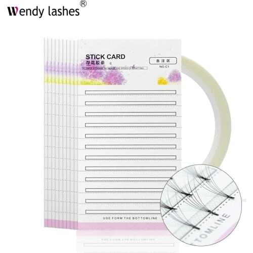 10pcs/bag Premade Volume Fans Lashes Storage Card For Eyelash Extension Easy Fan Lash Storage Paper Sticky Strip Makeup Supplies