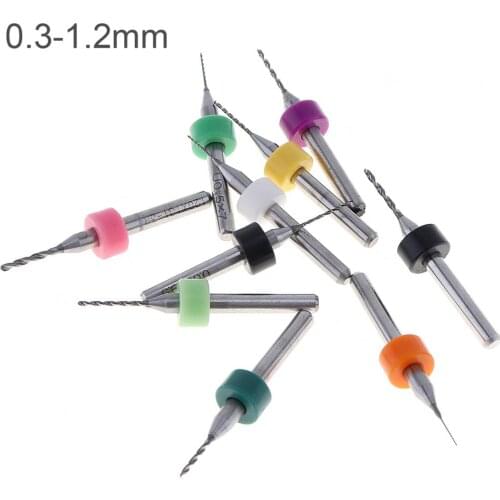 10pcs/set 0.3mm to 1.2mm PCB Mini Drill Bit Tungsten Steel Carbide for Print Circuit Board CNC Drill Bits Set