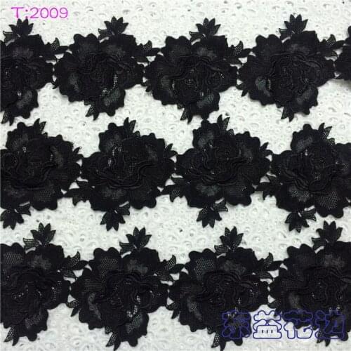 2 M / lot Exquisite embroidery black white water-soluble lace trim handmade diy clothes accessories 17cm lace fabric