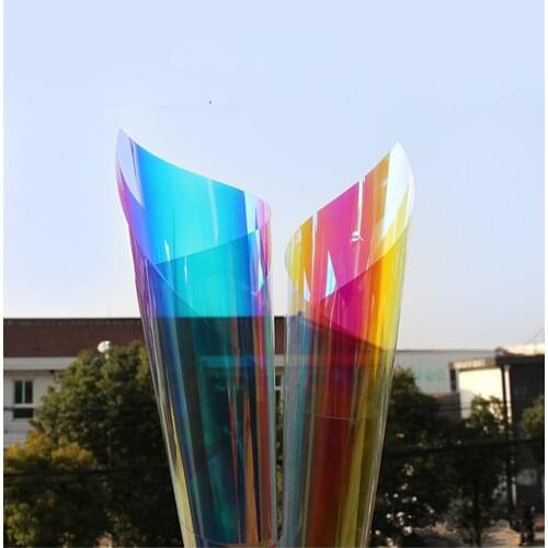 HOHOFILM 2Pcs/pack 50cmx50cm Decorative Rainbow Window Film Iridescent Privacy Window Acrylic Use Self-Adhesive Glass Films