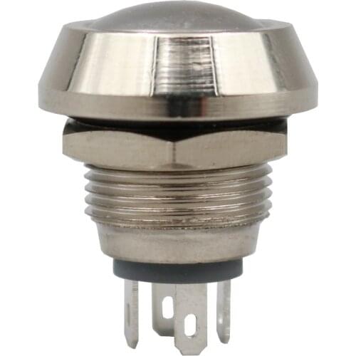 2Pcs Waterproof 12mm Metal 4Pin Momentary 1NO 1NC Mini Domed Push Button Switch