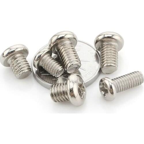 200PCS-M1.6*3/4/5/6 GB818 Cross Head Screw (Nickel) Electronic Screw /Round Head Screw