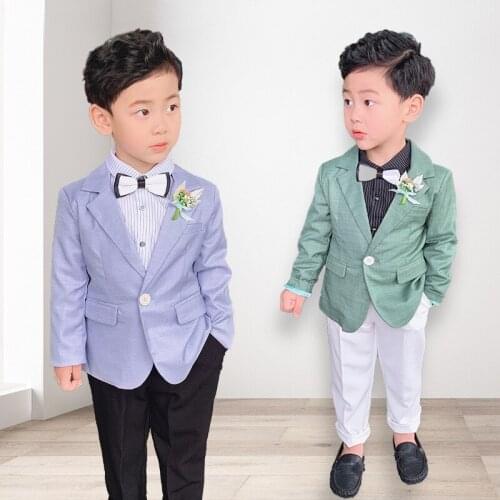 2021 Boys Formal Jacket+Pants 2Pcs Clothing Set Gentleman Kids Wedding Suit Children Performance Party Evening Dress