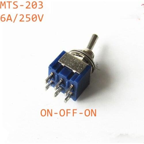 5pcs/lot Mini MTS-203 6Pin 3 Position G104 ON-OFF-ON 6A 125V Toggle Switches
