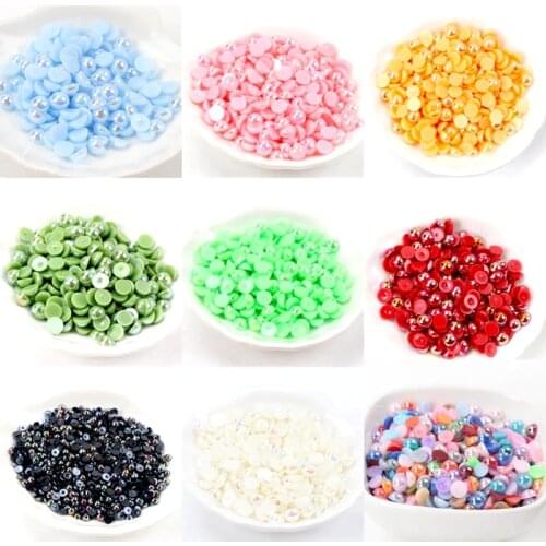 AB Half Round Acrylic Imitation Flatback Pearl Beads for Jewelry Making Diy Bag Nail Art Phone Decor 3/4/5/6/8/10/12/14mm