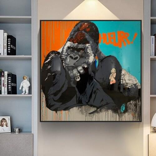 Abstract Funny Gorilla Artwork Animal Posters and Prints Canvas Painting Wall Pictures for Living Room Home Decoration No Frame