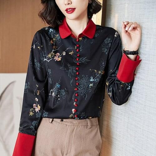 Free Shipping Woman Feminina WomenS Vintage Blouse Fashion Clothes 2020 Spring Autumn Printed Shirts Female D0101