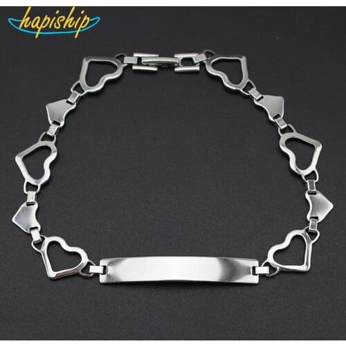 Hapiship 2018 Men Women Lady Jewelry Stainless Steel Sheet Heart Star Hollow Bracelet Bangle For Girl Lady Women Gift PP04