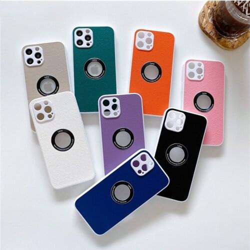 For iPhone 11 12 Pro Max Mini Cases Luxury Leather Shockproof Logo Hole Cell Phone Case For iPhone XR X XS Max 8 7 Plus SE Cover