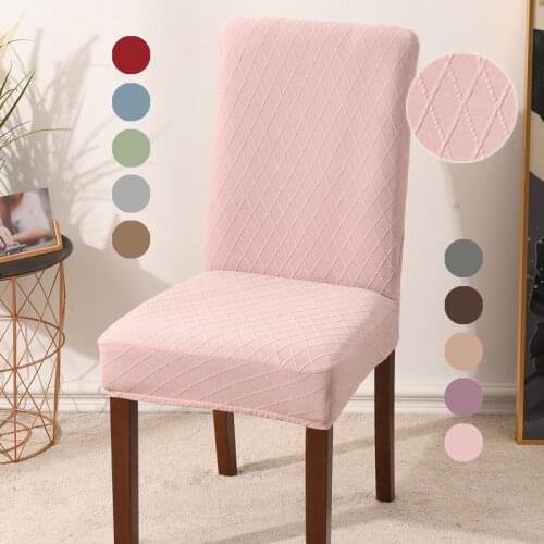 Jacquard Weave Spandex Dining Chair Covers Stretch Solid Color Office Chair slipcover Seat Cover For Dining Room Banquet Hotel