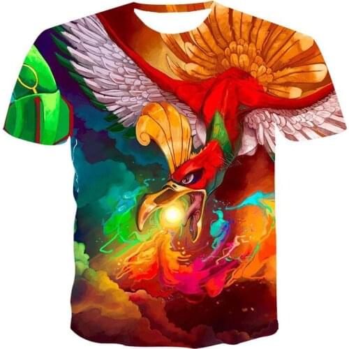 CLOOCL Animal Printed Mens T-shirt 3D Phoenix Short Sleeve Tops Teens Boys Anime Firebird T Shirt Harajuku Hip Hop Streetwear