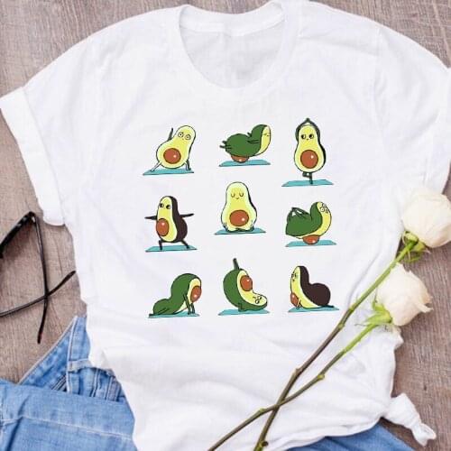 Womens Avocado Print T-shirt Fashion Casual Cute 90s Style Retro Womens T-shirt Fruit Harajuku Tops Female Clothing Streetwear